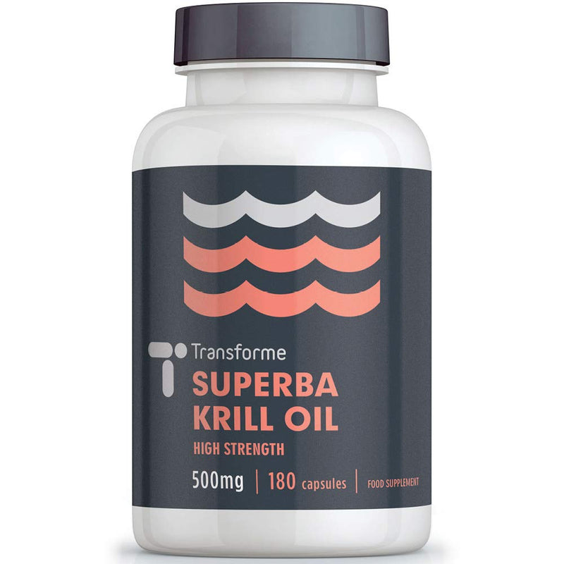 [Australia] - Superba Red Krill Oil Capsules 1000mg Serving, 180 x 500mg Easy Swallow Softgels, High Omega 3 EPA DHA & Astaxanthin, Sustainably Antarctic Sourced, Money Back Guarantee, by Transforme 