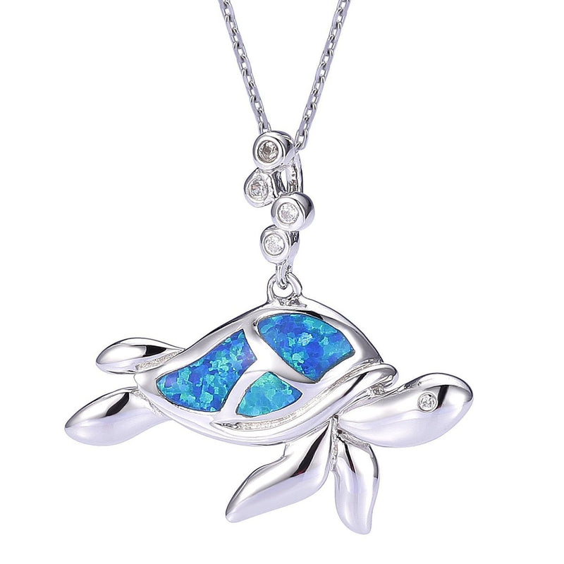 [Australia] - Viki Lynn 100% 925 sterling silver and faux opal sea turtle pendant 
