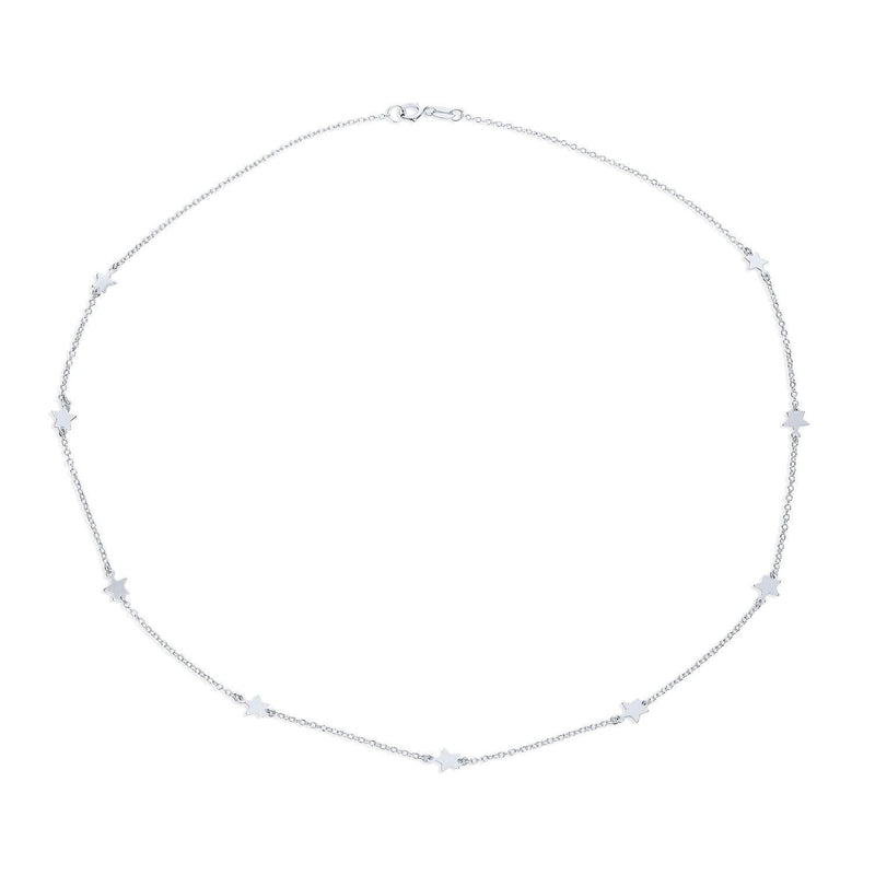 [Australia] - Dainty Thin Station Chain Celestial American USA Patriotic Rock Mini Multi Star Necklace For Women For Teen 925 Sterling Silver 