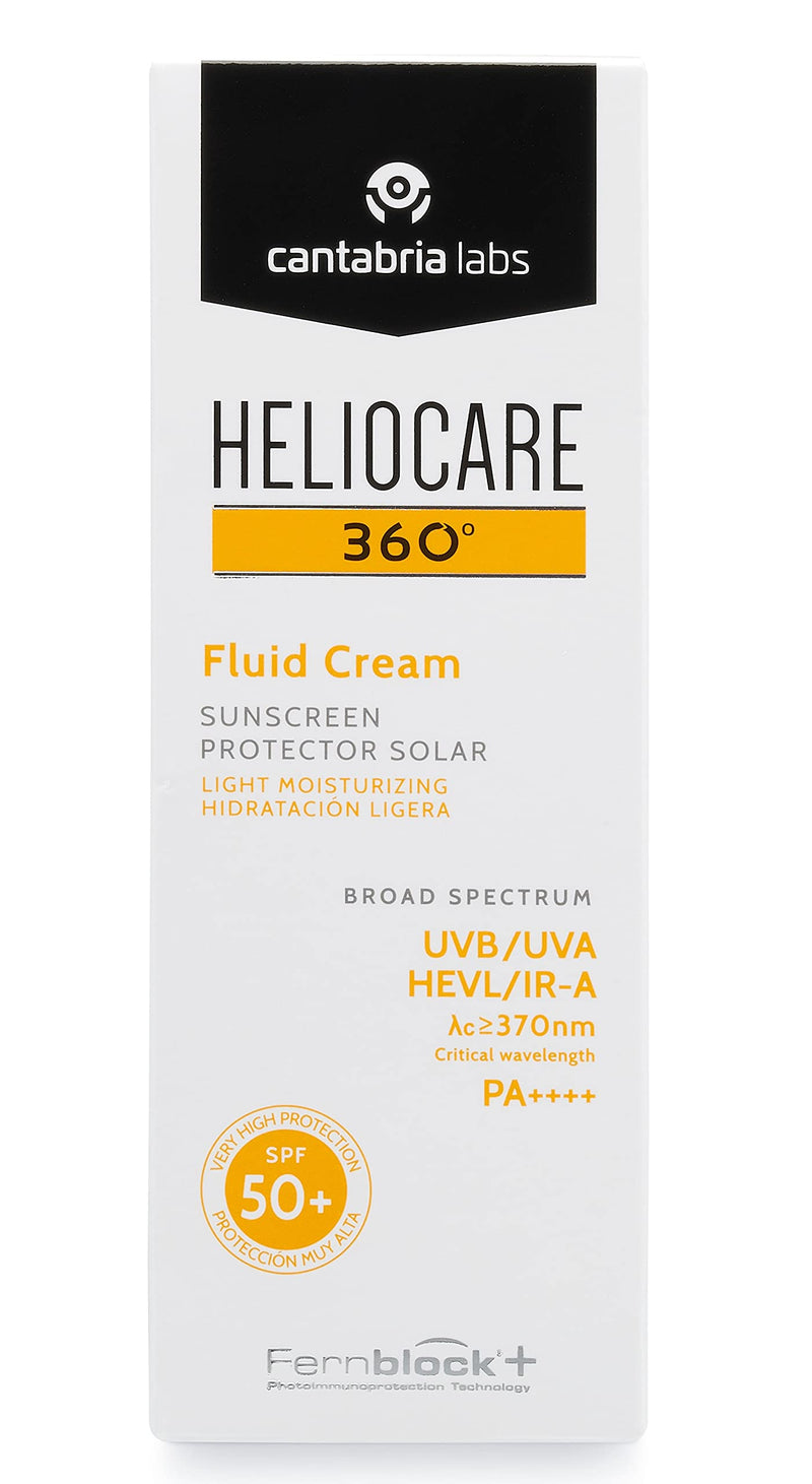 [Australia] - Heliocare 360 Fluid Cream SPF50+ 50ml / Sun Cream For Face/Daily UVA, UVB Visible light and infrared-A Anti-Ageing Sunscreen Protection/Dry and Normal Skin Types/Hydrating 
