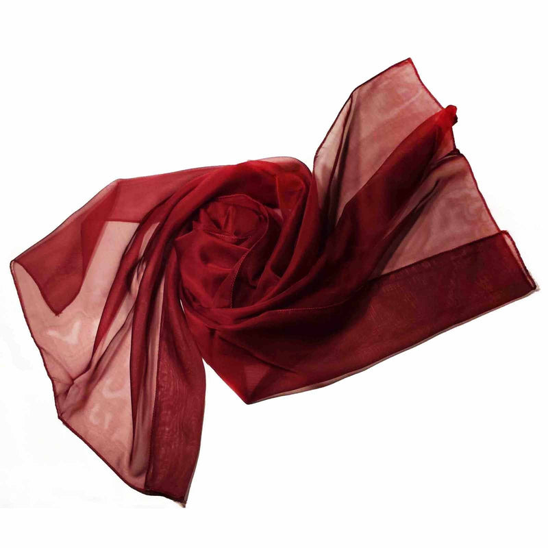 [Australia] - Mirror Fashion Women Lovely Plain Soft Long Sheer Chiffon Neck Head Scarves, 45cm X 160 cm (18" x 63") Soft Fabric Wine Burgundy 