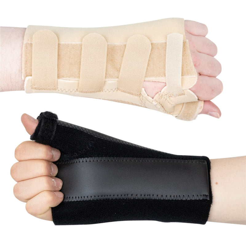 [Australia] - Actesso Wrist Thumb Support - Brace with Metal Splint - Ideal for Thumb Injuries, Scaphoid Fractures and Sprains [Select Your Size] (Black, Small Left) Black 