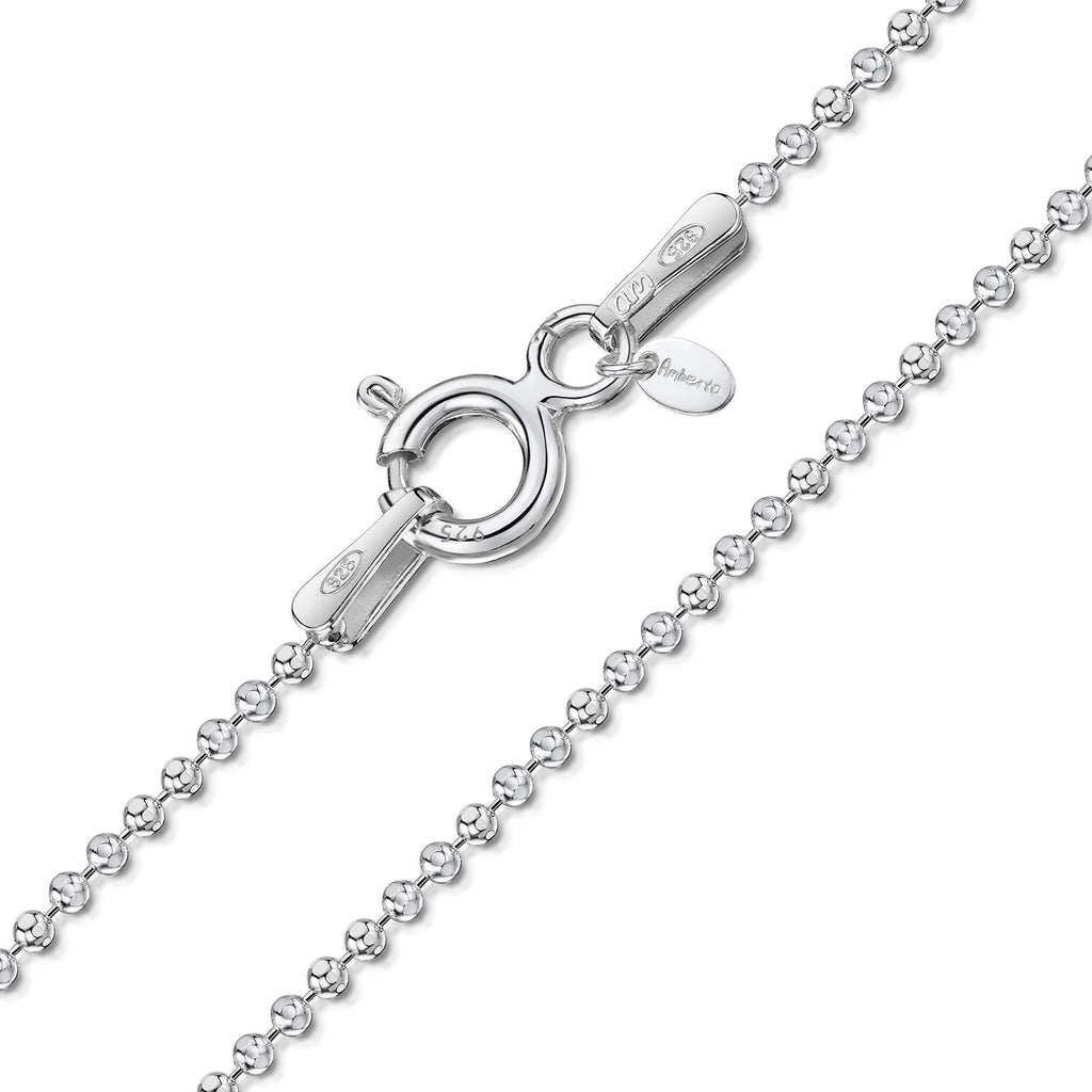 [Australia] - Amberta 925 Sterling Silver 1.2 mm Ball Bead Chain Necklace 14" 16" 18" 20" 22" 24" 28" 32" 36" in 28 inch / 70 cm 