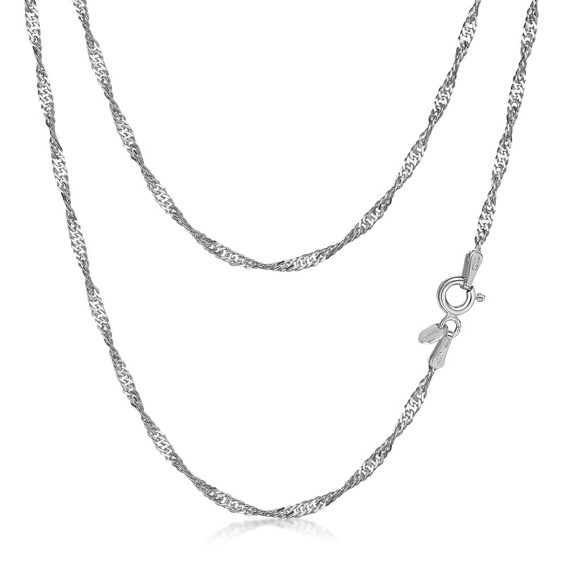 [Australia] - Amberta 925 Sterling Silver 1.3 mm Prince of Wales - Singapore Chain Necklace 14" 16" 18" 20" 22" 24" 28" in 28 inch 