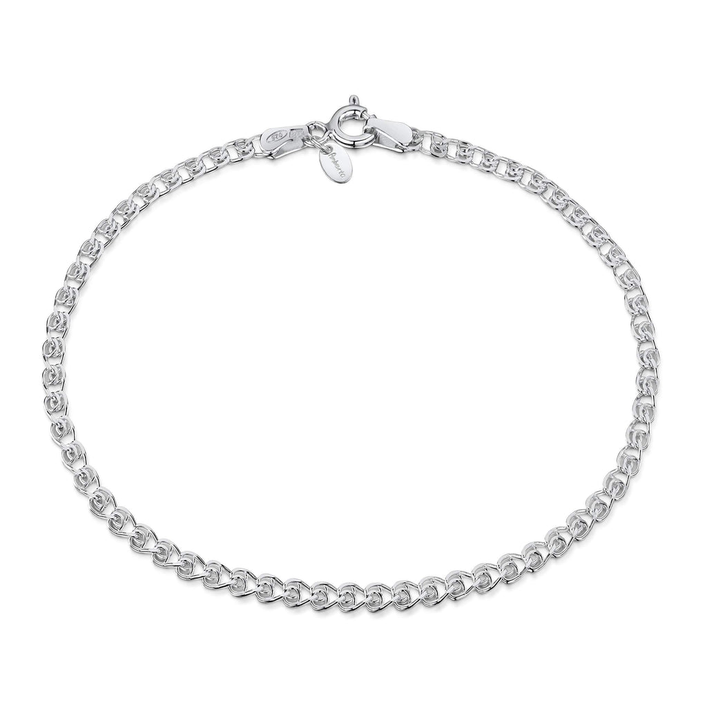 [Australia] - Amberta 925 Sterling Silver 2.3 mm Heart Chain Bracelet Size 7" 7.5" 8" in 7.5 inch 