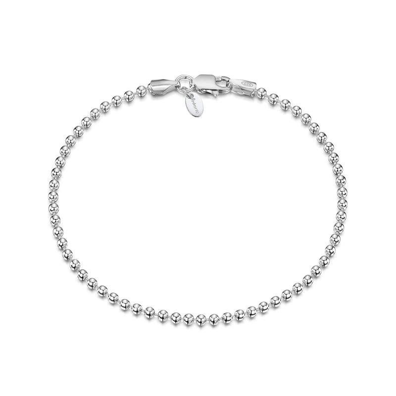 [Australia] - Amberta 925 Sterling Silver 2 mm Ball Chain Bracelet Size 7" 7.5" in 7 inch 