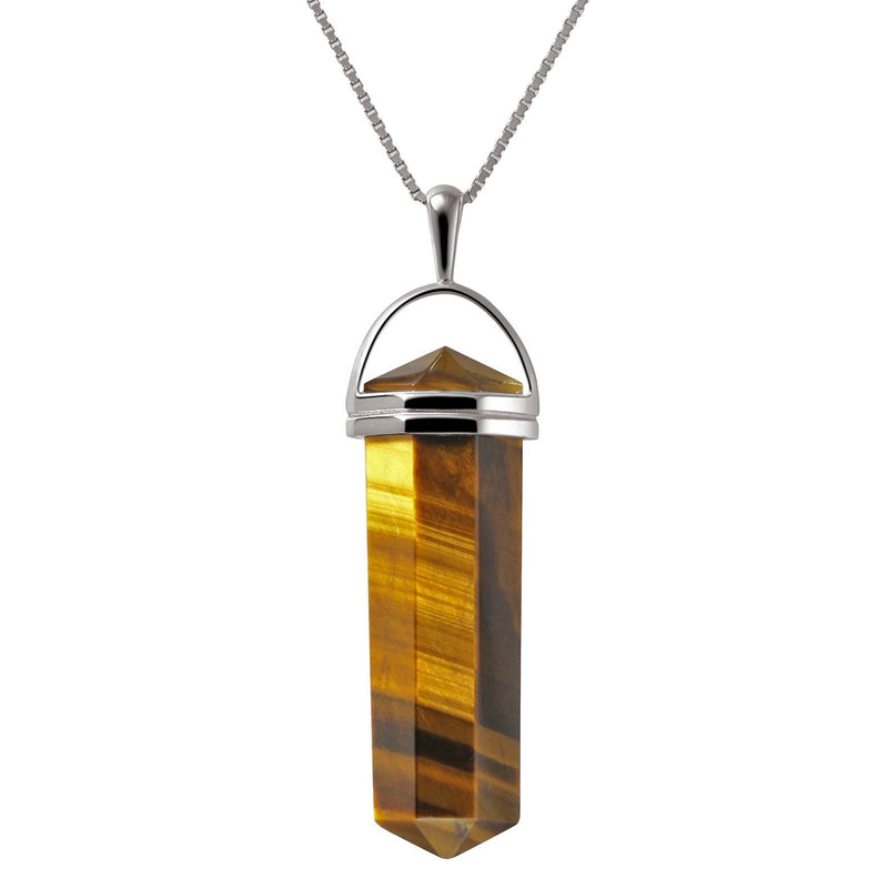 [Australia] - Franki Baker Long A+ Quality Tiger's Eye Double Edge Sword Pendant 925 Sterling Silver Length:50cm Comes in Box 