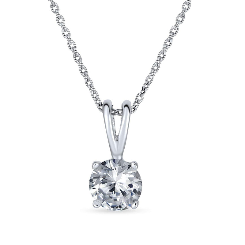 [Australia] - Bling Jewelry Simple 1Ct Round Cubic Zirconia AAA CZ Solitaire Pendant Necklace for Women for Girlfriend for Teen 925 Sterling Silver 