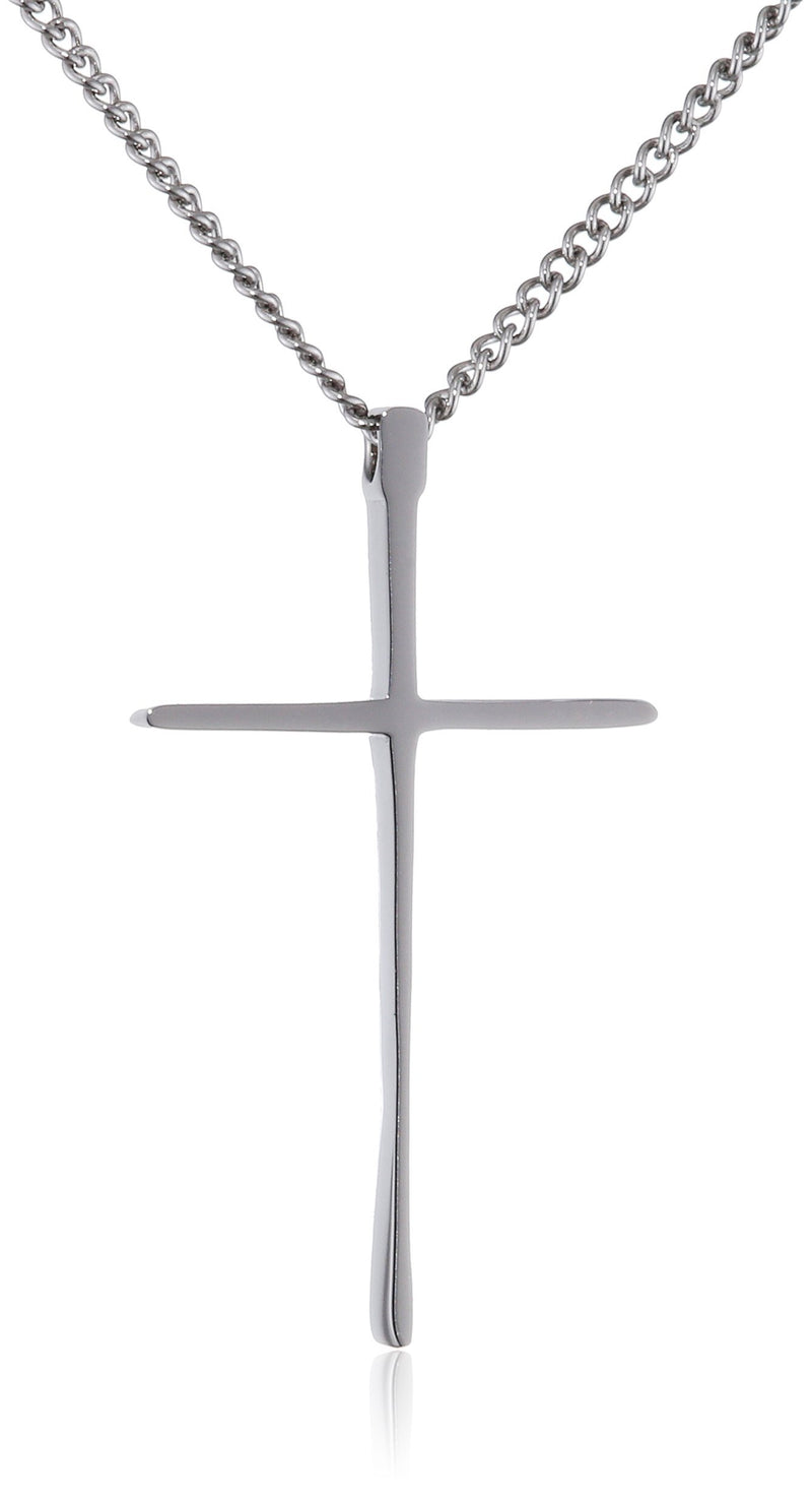 [Australia] - COOLSTEELANDBEYOND Small Unisex Cross Pendant Necklace for Men and Women Stainless Steel Silver Color High Polished 