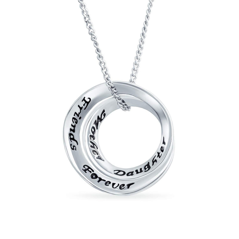 [Australia] - Inspirational Mantra Infinity Circle BFF Friends Forever Mother Daughter Pendant Necklace For Women 925 Sterling Silver 