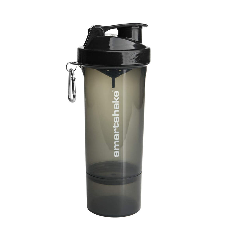 [Australia] - Smartshake Slim Protein Shaker Bottle With Storage 400ml to 500ml Leakproof BPA Free Small Protein Shake Bottles Smart Shaker Cup for Women + Men, Gunsmoke Black (Gunsmoke Black (2%)) Gunsmoke Black (2%) 