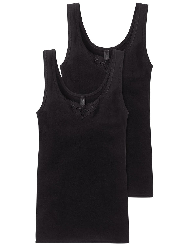 [Australia] - Schiesser Women's Trägertop (2er Pack) Thermal Top, Noir (Schwarz 000), 18 (XXL) 