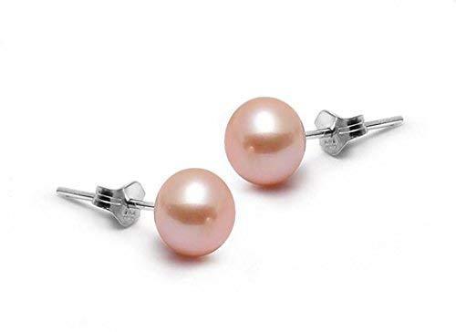[Australia] - Infinite U 925 Sterling Silver Women 8-9mm Pink Pearl Earrings Studs -Pink 