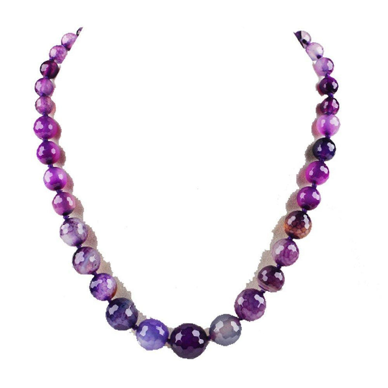 [Australia] - TreasureBAy Stunning Agate Gemstone Necklace for Womens and ladies Made From 6-16mm Faceted Natural Agate Gemstone Purple 