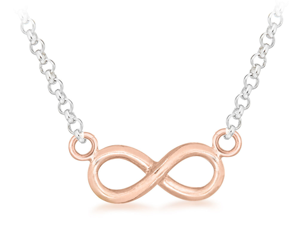 [Australia] - Tuscany Silver Sterling Silver Rose Gold Plated Diamond Cut Infinity Belcher Chain Necklace of 46cm/18" 