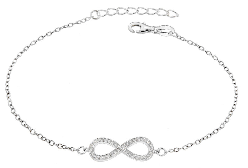 [Australia] - Tuscany Silver Sterling Silver Rhodium Plated Cubic Zirconia Infinity Bracelet of 19cm/7.5" 