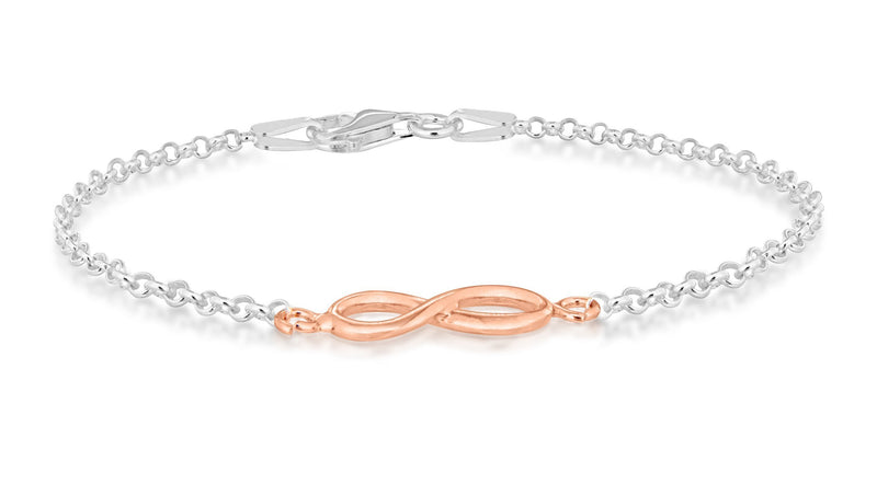 [Australia] - Tuscany Silver Sterling Silver Rose Gold Plated Diamond Cut Infinity Belcher Bracelet of 19cm/7.5" 