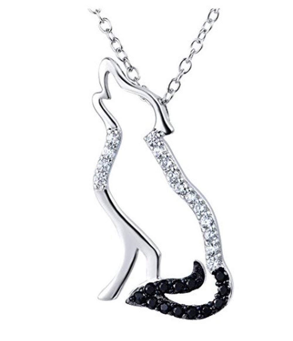 [Australia] - findout 925 sterling silver micro setting wolf pendant necklace (f1012) 