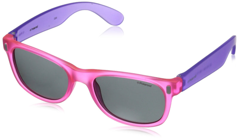 [Australia] - Polaroid Kids' P0115 Rectangular Sunglasses Purple (Violet Pink Fluo/Grey Polarized) 