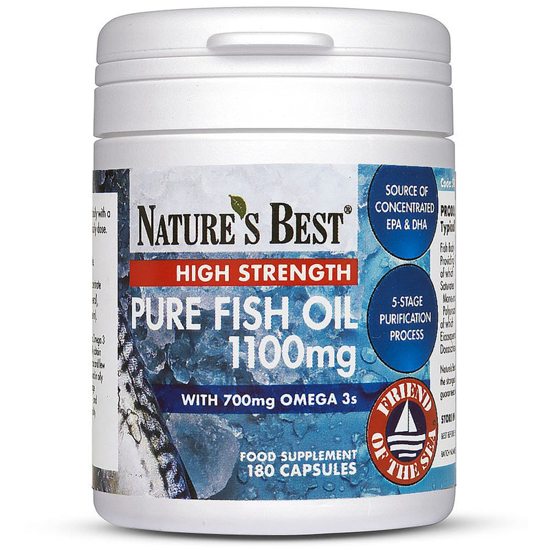 [Australia] - Pure Fish Oil Capsules High Strength | 1100mg | 180 Capsules | One-A-Day | Essential Omega 3 Fish Oil | UK Made | UK�s Strongest Omega 3s with EPA 360mg and DHA 240mg 