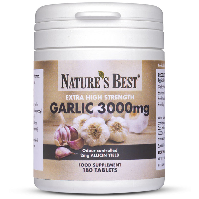 [Australia] - Garlic Tablets 3000mg - High Strength & Rich in Allicin � 180 Tablets 6 month's Supply - Taste & Odour Controlled - UK Made � Equivalent to 3000mg of Fresh Garlic 