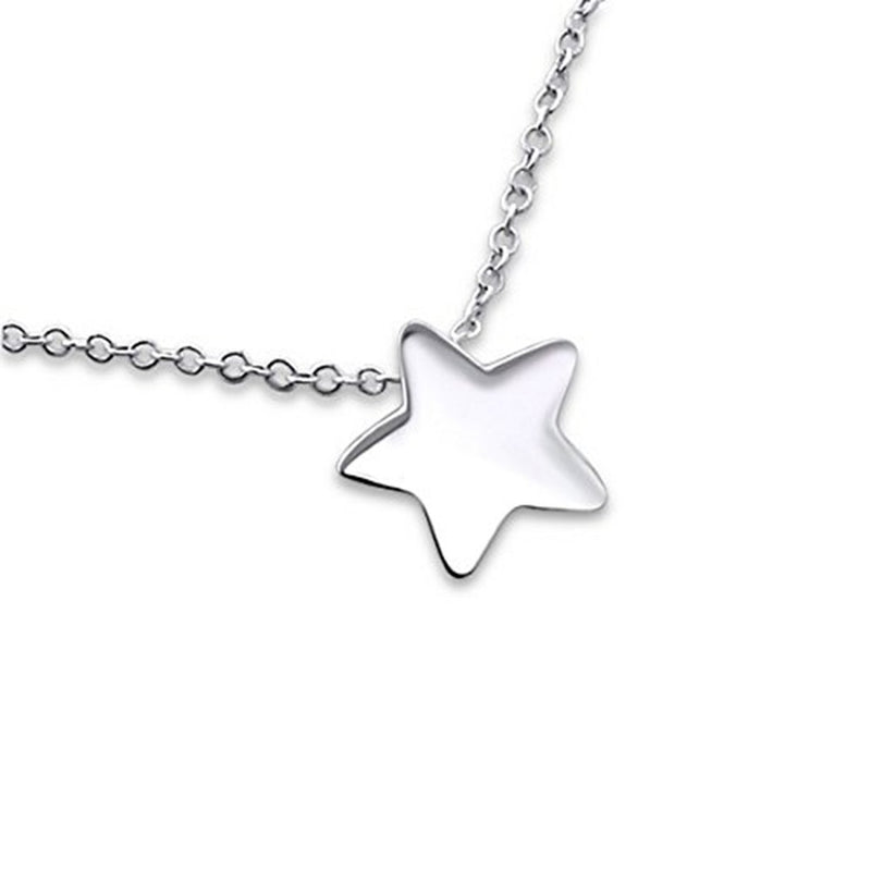 [Australia] - Sterling Silver Star Necklace - Classic, Plain, Discreet Design (45cm) Gift 