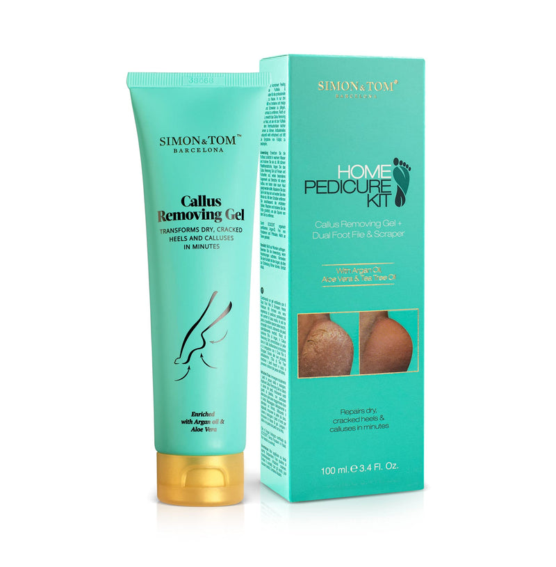 [Australia] - Simon&Tom Callus Remover - Exfoliating Peeling Gel 100 ml - Removes Hardness and Improves Cracked Heels - with Aloe Vera and Organic Argan Oil - Free of Parabens - Includes Nail File - Made in Spain 
