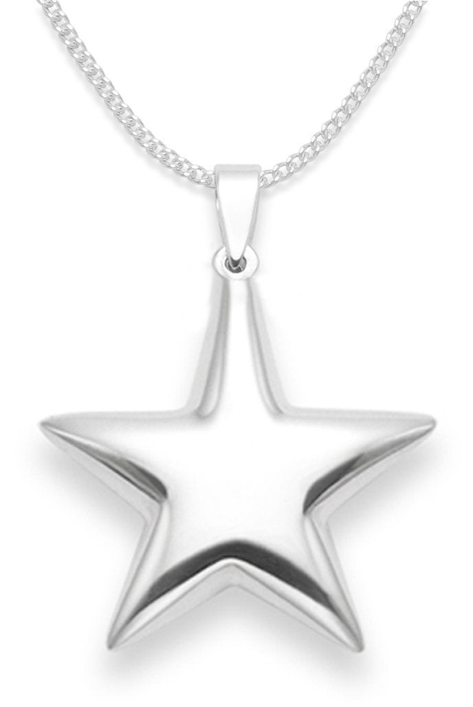 [Australia] - Sterling Silver Star Necklace on 18" Silver chain - SIZE: 22mm - Double sided. Gift Boxed. 8103/8500 (18") 