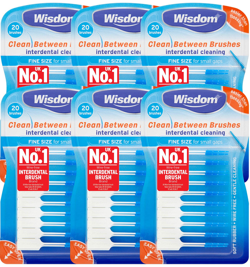 [Australia] - 6x Wisdom Clean Between Interdental Brushes - Pack of 20 – Size Fine Blue (Tot. 120 pcs) 1 