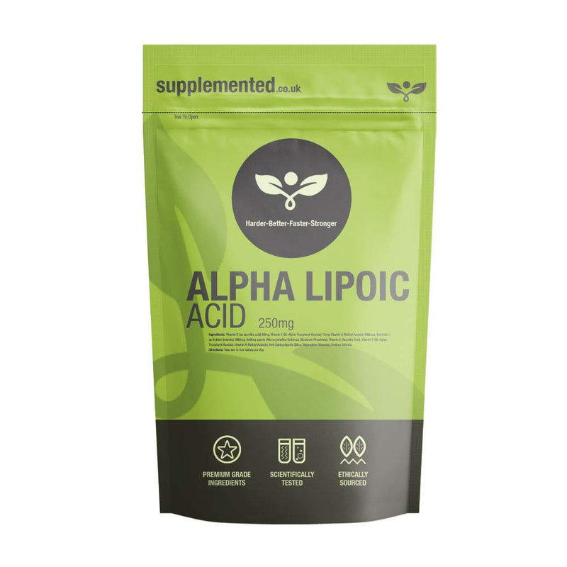 [Australia] - Alpha Lipoic Acid 250mg 180 Capsules Supplement UK Made. Pharmaceutical Grade High Strength Antioxidant Blood Sugar, Cholesterol 