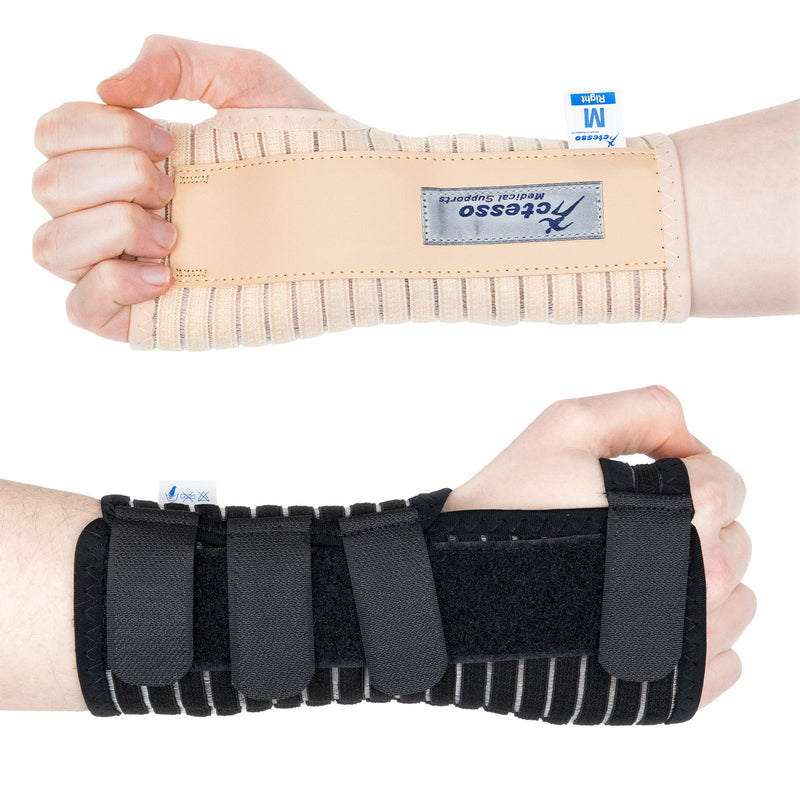 [Australia] - Actesso Breathable Wrist Support Brace Splint - Ideal for Carpal Tunnel, Sprains, and Tendonitis (Black, Medium Right) Black M (Pack of 1) 