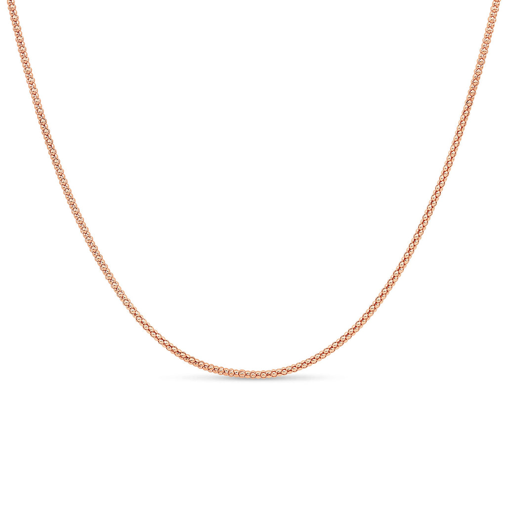 [Australia] - Rose Gold Plated Sterling Silver Popcorn Chain Necklace by KEZEF Creations 16.0 Inches 