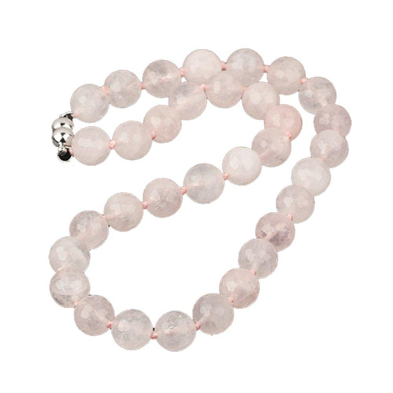 [Australia] - TreasureBay Classic Design 12mm Round Rose Quartz Beaded Necklace Length: 44cm 