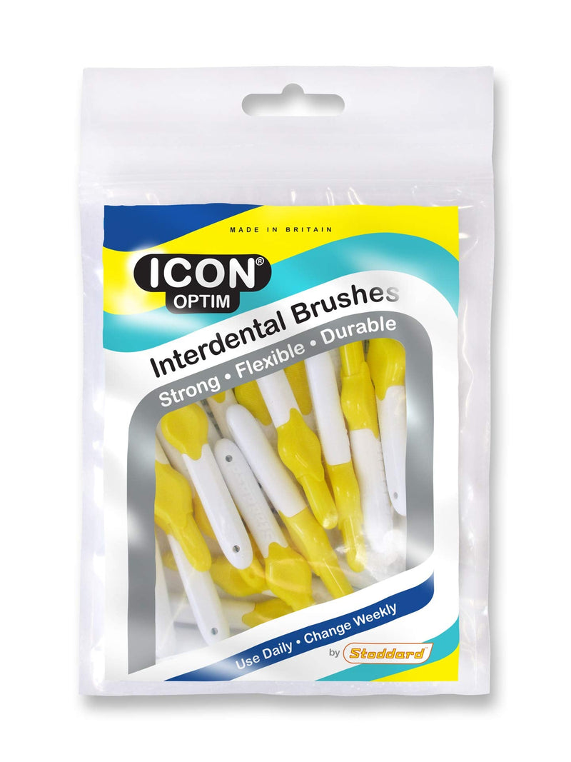 [Australia] - 25 Stoddard ICON Interdental Brushes. Value Pack. All with extendable Handles. Choose from Four Different Sizes Floss, Toothpick, Plaque, Tartar Removal Oral Hygiene Dental Brush - Yellow 0.7 mm 
