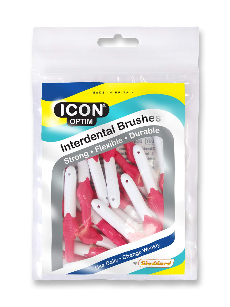 [Australia] - 25 Stoddard ICON Interdental Brushes. VALUE PACK. All with extendable handles. CHOOSE FROM Four different sizes and colours available. FLOSS, Toothpick, PLAQUE TARTAR REMOVAL ORAL HYGIENE DENTAL BRUSH - Pink 0.4 mm 