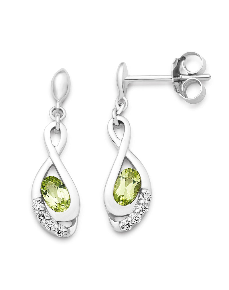 [Australia] - Miore Earrings Women Drop earrings Peridot and Brilliant Cut Zirconia 925 Sterling Silver 