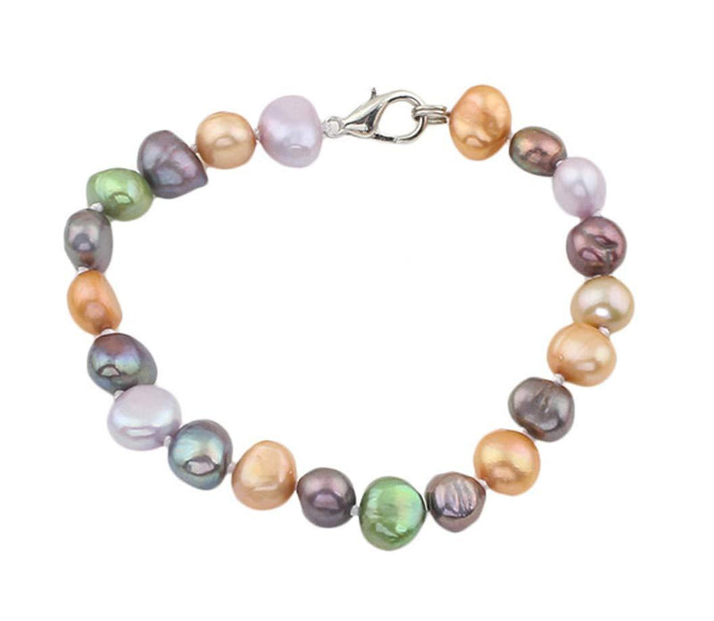[Australia] - TreasureBay Stunning Multi-colour Pearl Bracelet with Lobster Claw Clasp 