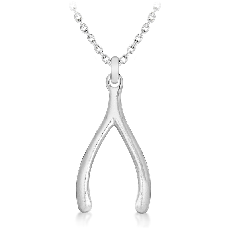 [Australia] - Tuscany Silver Women's Sterling Silver 10 x 19 mm Wishbone Pendant Necklace 