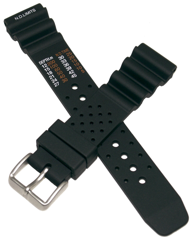 [Australia] - Watchstrapworld SC20-01-0085P - 20 mm Black PU NDL Rubber Watch Strap Compatible with Seiko/Citizen/Orient/Casio and Other Divers Watches 