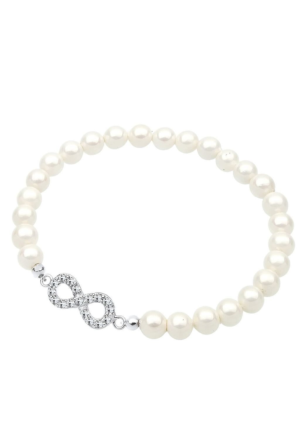 [Australia] - Elli Women's 925 Sterling Silver Crystals Strand Infinity Pearl Wristwear Bracelets White 