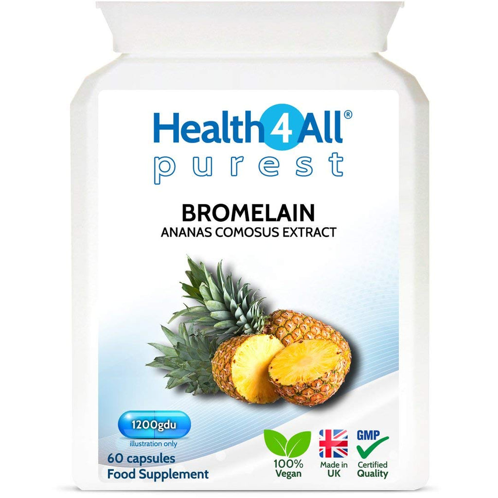 [Australia] - Bromelain 1200gdu 60 Capsules (V) . Purest- no additives. Vegan Capsules (not Tablets) for Inflammation, Swelling and Digestion. Made in The UK by Health4All 60 Count (Pack of 1) 