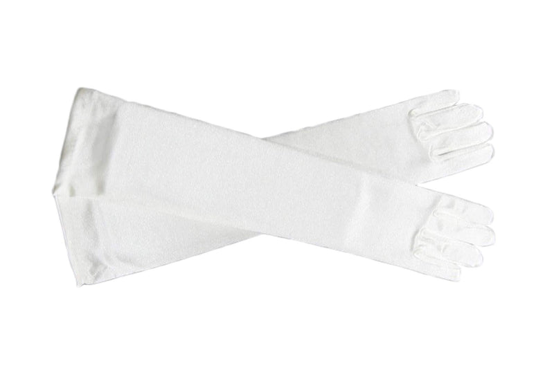 [Australia] - Flora Satin Flower Girl Bridesmaid/Children Long Fingered Wedding/Communion/Cinderella Prom Costume Glove,Elbow Length 4-7 Years White 