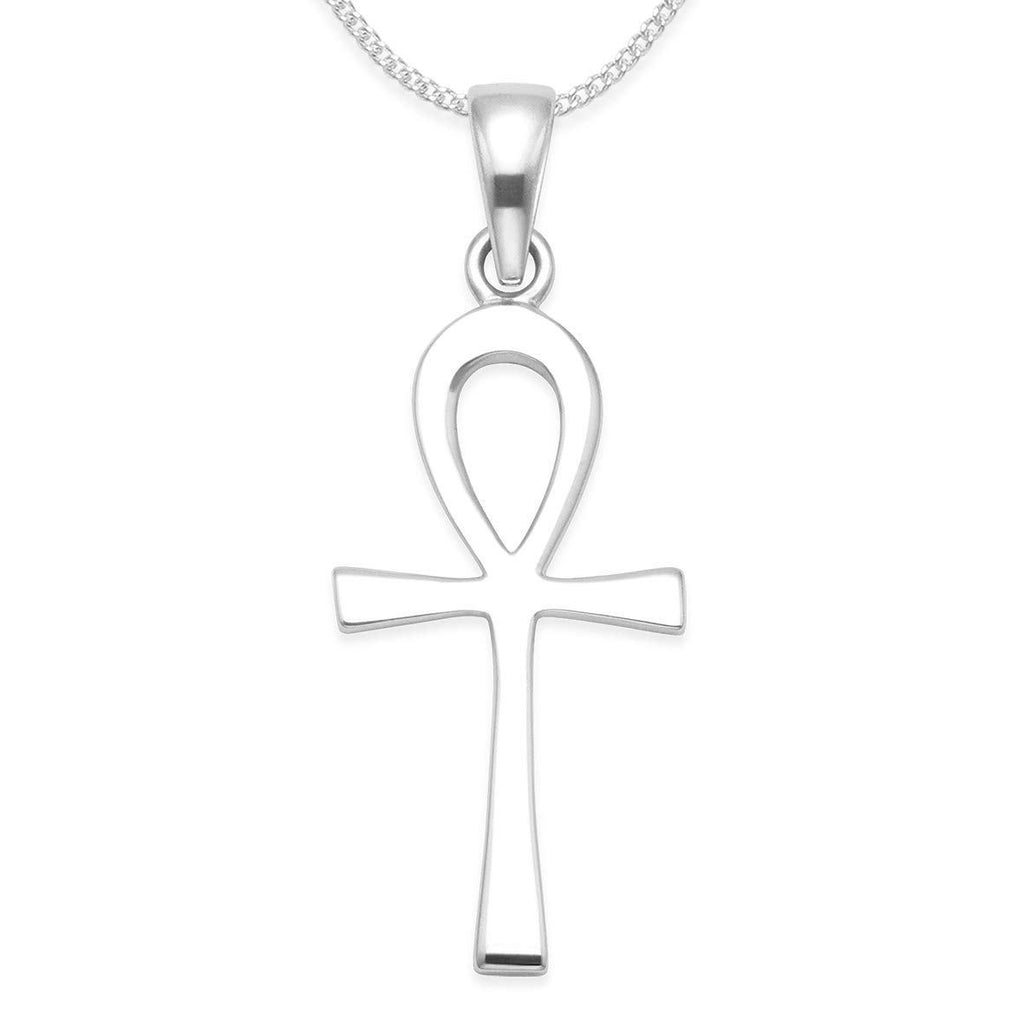 [Australia] - Sterling Silver Ankh Necklace on 18" Silver chain - ANKH SIZE: 30mm x 15mm x 1.5mm thick. Gift Boxed 8033/8500 