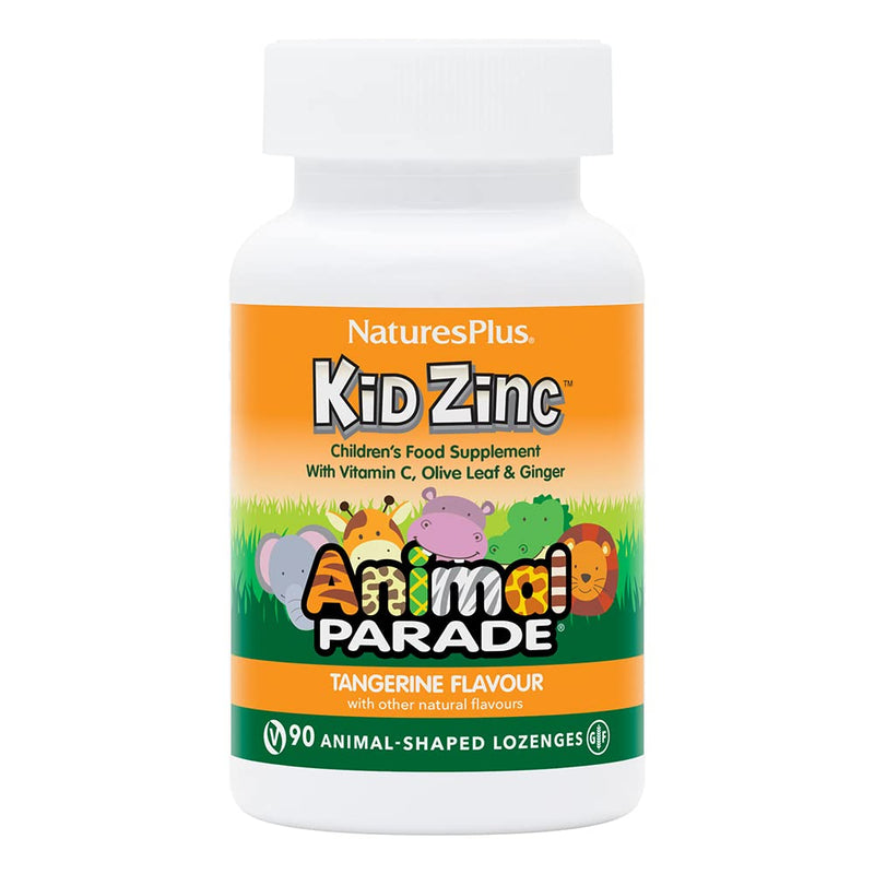 [Australia] - NaturesPlus Animal Parade Kid Zinc Lozenges - Tasty Tangerine Zinc and Vitamin C, Ginger, Olive leaf - Vision, Cognitive, Immune Support - Vegan, Gluten Free - 90 ChewableTablets 