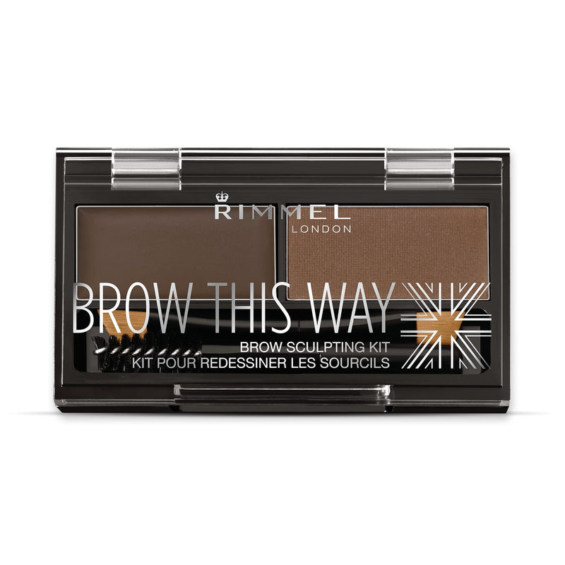 [Australia] - Rimmel London Brow This Way Eyebrow Powder Sculpting Kit, Groomed Finish and Ultimate Precision with Duo Compact Formula, Dark Brown 1 Count (Pack of 1) 