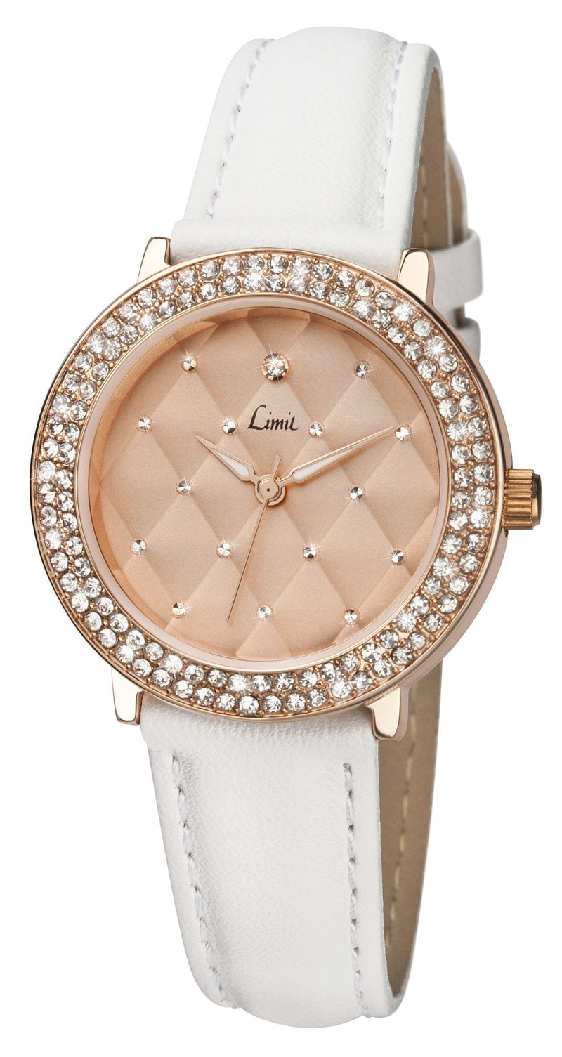 [Australia] - Limit Women's Quartz Watch with Rose Gold Dial Analogue Display and White Polyurethane Strap 6106.01 