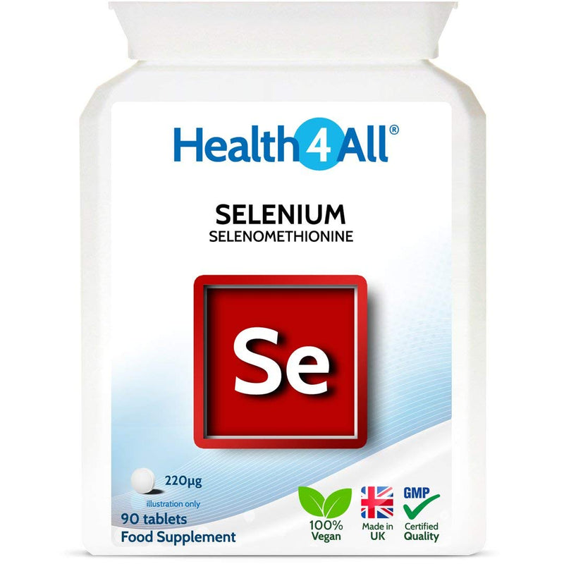 [Australia] - Selenium 220mcg 90 Tablets Tablets (not Capsules). High Strength Selenomethionine. Free from Yeast. Vegan. Made in The UK by Health4All 90 Count (Pack of 1) 