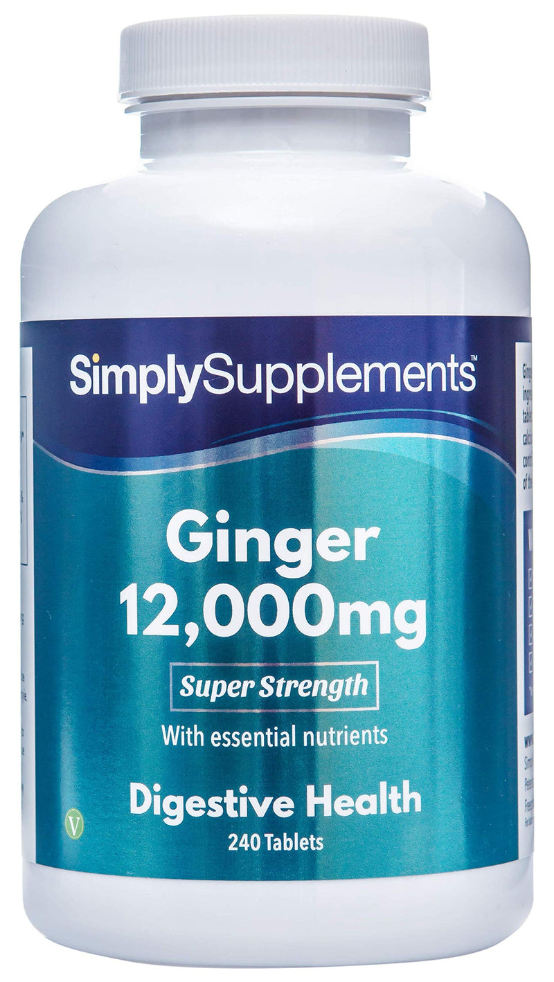 [Australia] - Ginger Tablets | Incredible 12000mg in Every Dose | Vegan & Vegetarian Friendly | Popular Supplement for Healthy Digestion & Travel Sickness | 240 Tablets = Up to 8 Month Supply | Manufactured in the UK 