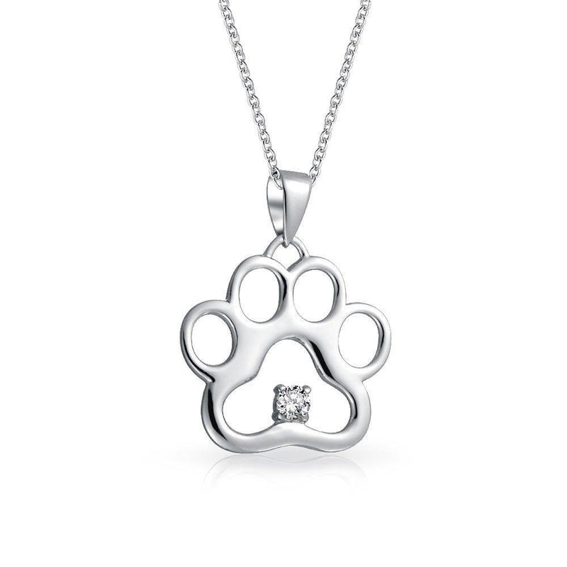 [Australia] - Dog Cat Puppy Kitten Paw Print Bff Pet Pendant Necklace For Women For Teen CZ Accent 925 Sterling Silver With Chain 