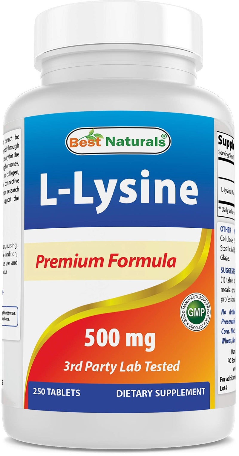 [Australia] - Best Naturals L-Lysine 500 mg 250 Tablets (250 Count (Pack of 1)) 250 Count (Pack of 1) 